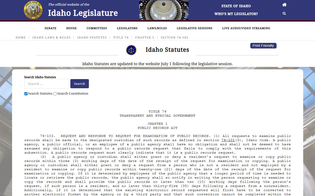 Shoshone County Clerk records Idaho response and copying rules
