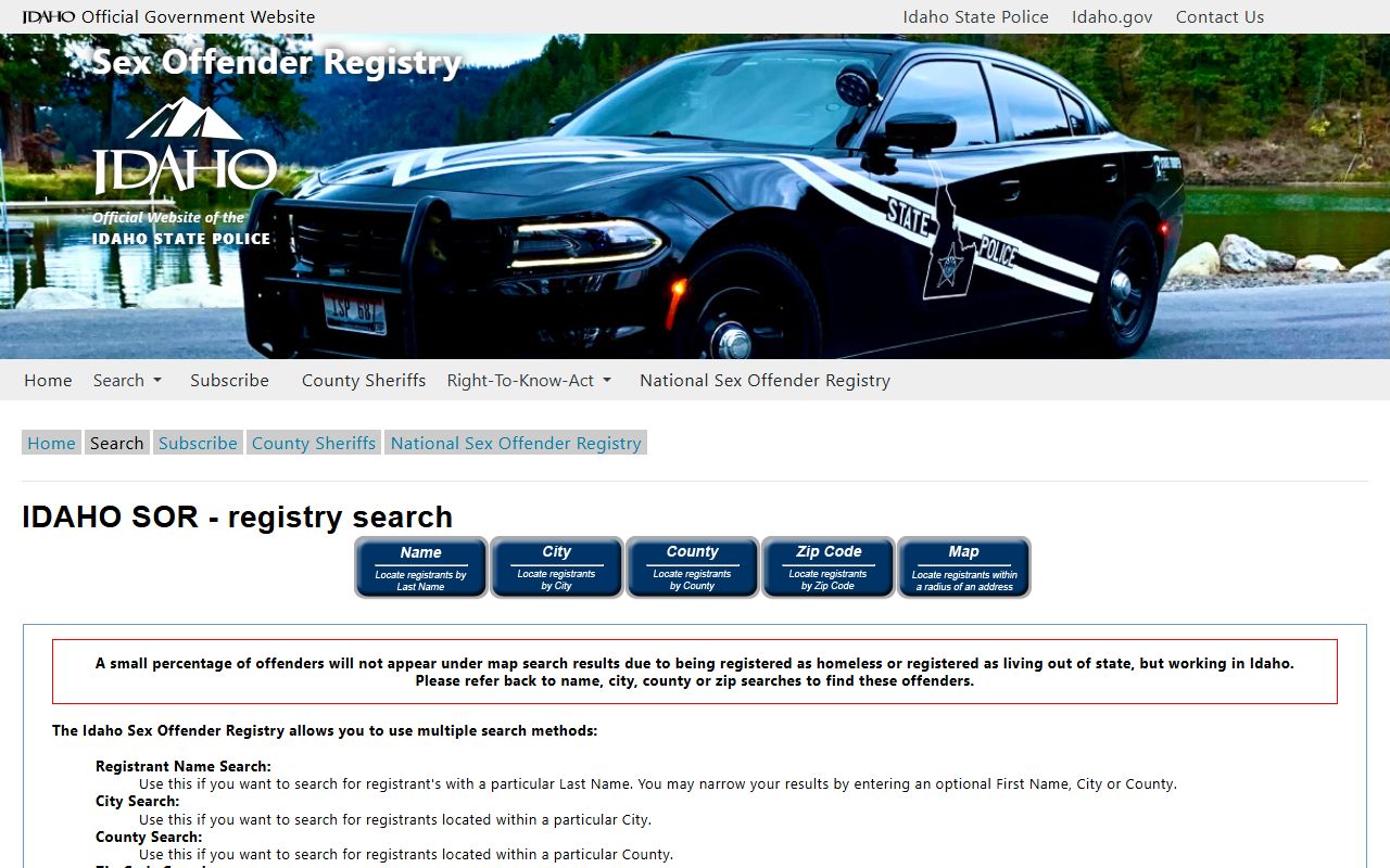 Shoshone County arrest records and Idaho sex offender registry search