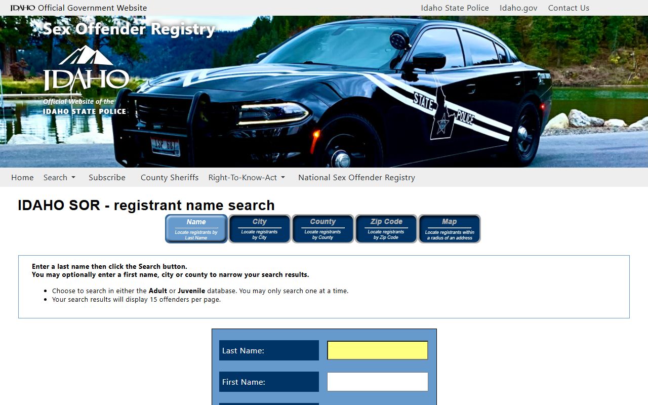 Shoshone County arrest records and Idaho offender name search