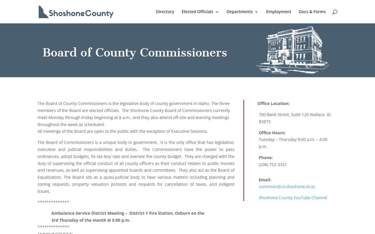 Shoshone County court records commissioners and courthouse details