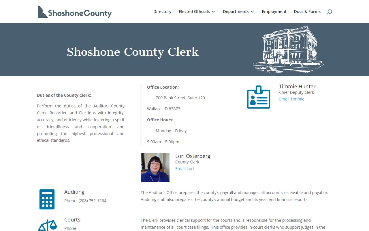 Shoshone County court records county clerk overview