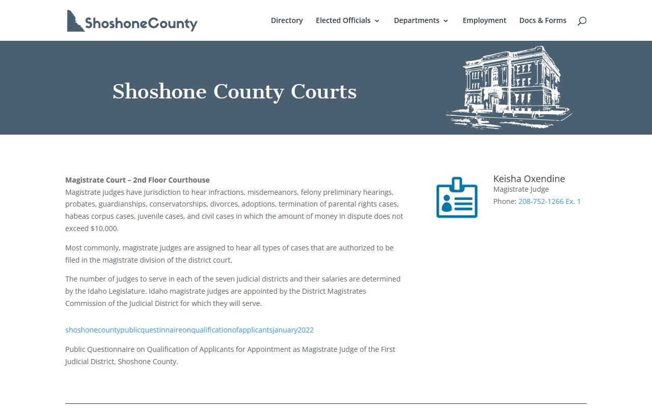 Shoshone County court records county courts overview
