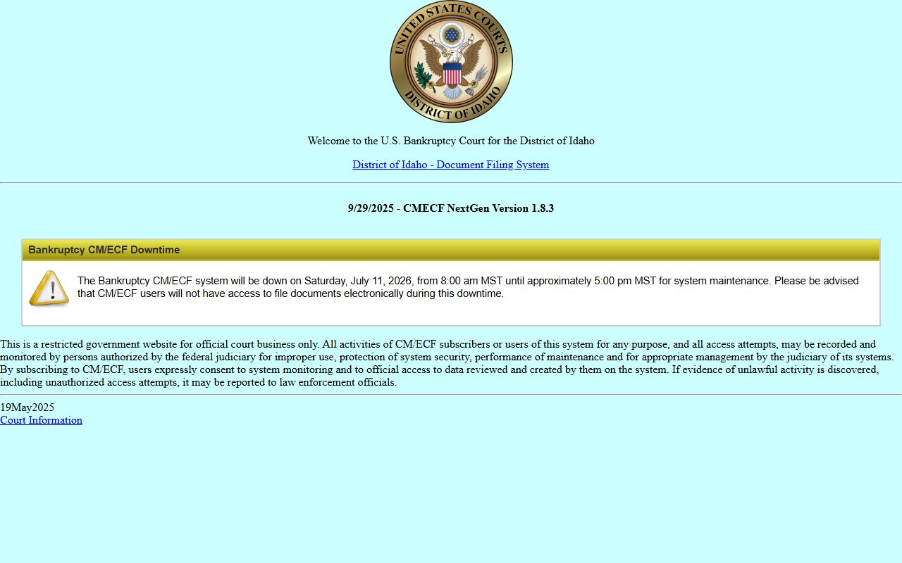 Shoshone County warrant lookup and District of Idaho Bankruptcy CM ECF