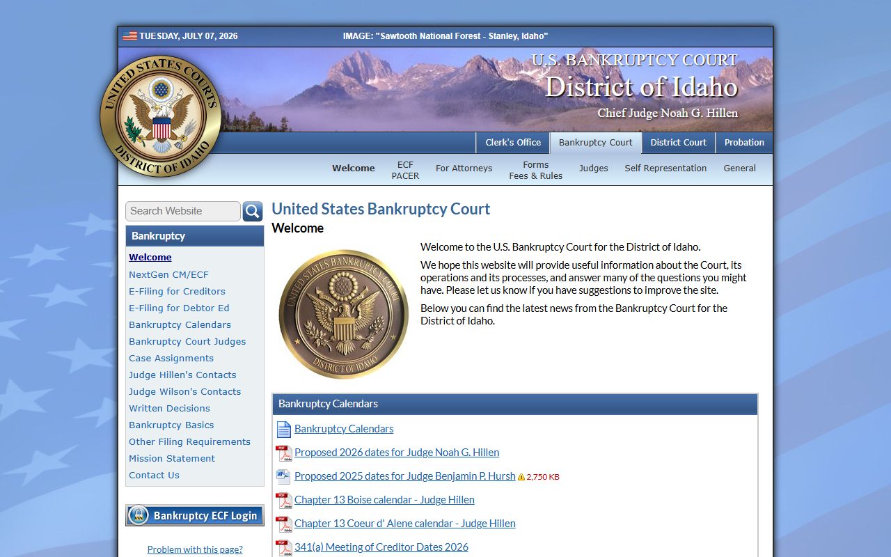Shoshone County warrant records and U.S. Bankruptcy Court for Idaho